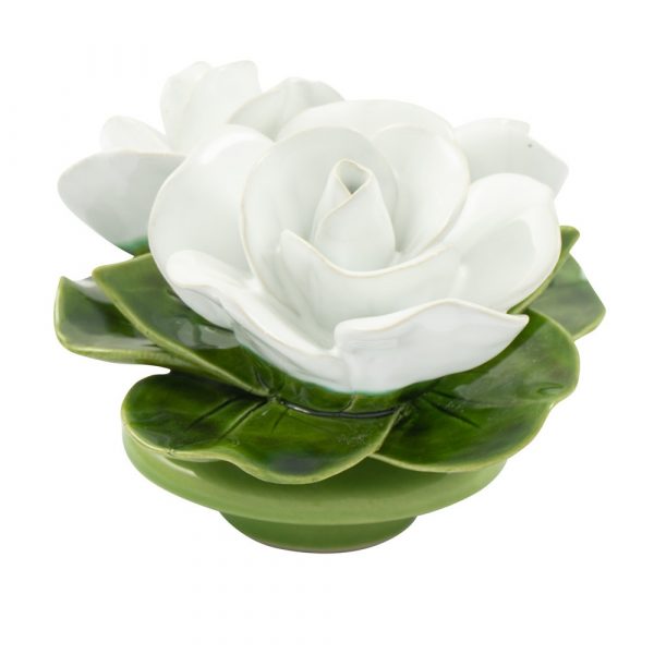 Socle 12 cm - boutons de rose blanche