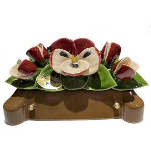 Socle 25 cm -  Pensées et boutons prune