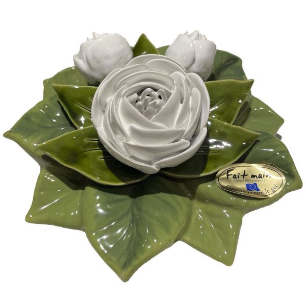 Socle  20 cm -  Pivoines blanches